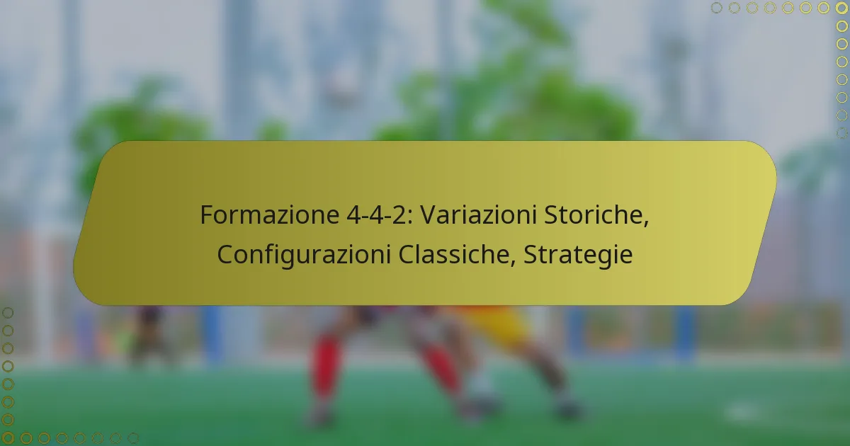 Formazione 4-4-2: Variazioni Storiche, Configurazioni Classiche, Strategie